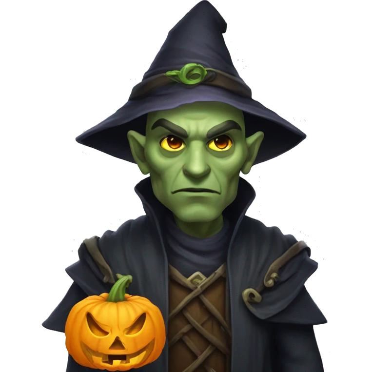 half-orc male wizard necromancer pumpkin emoji