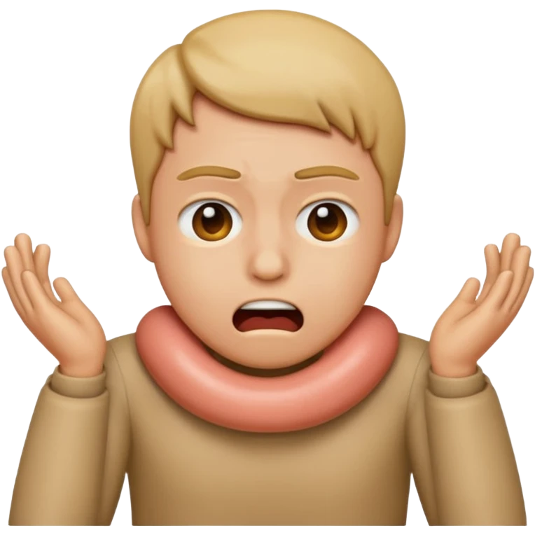 Make an emoji that looks stressed and is choking itself  emoji
