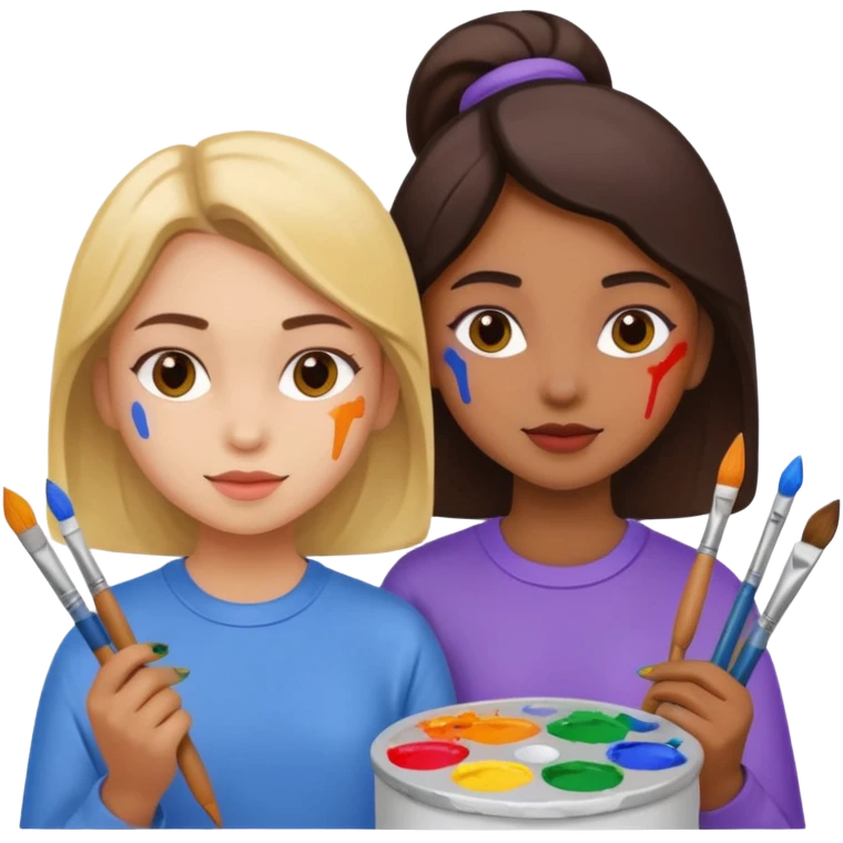 girls painting emoji