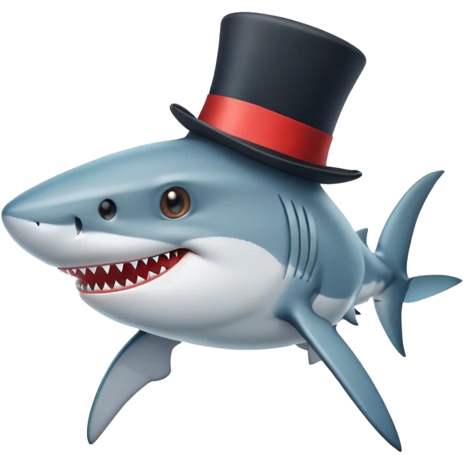 Shark with a top hat emoji