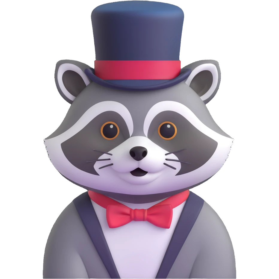 raccoon tipping top hat emoji