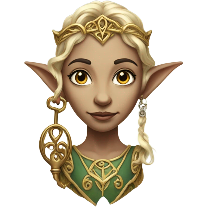 an elf woman login holding a big key emoji