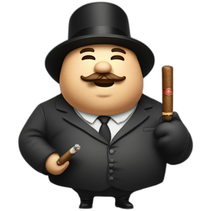Fat man in porkpie hat holding a cigar emoji