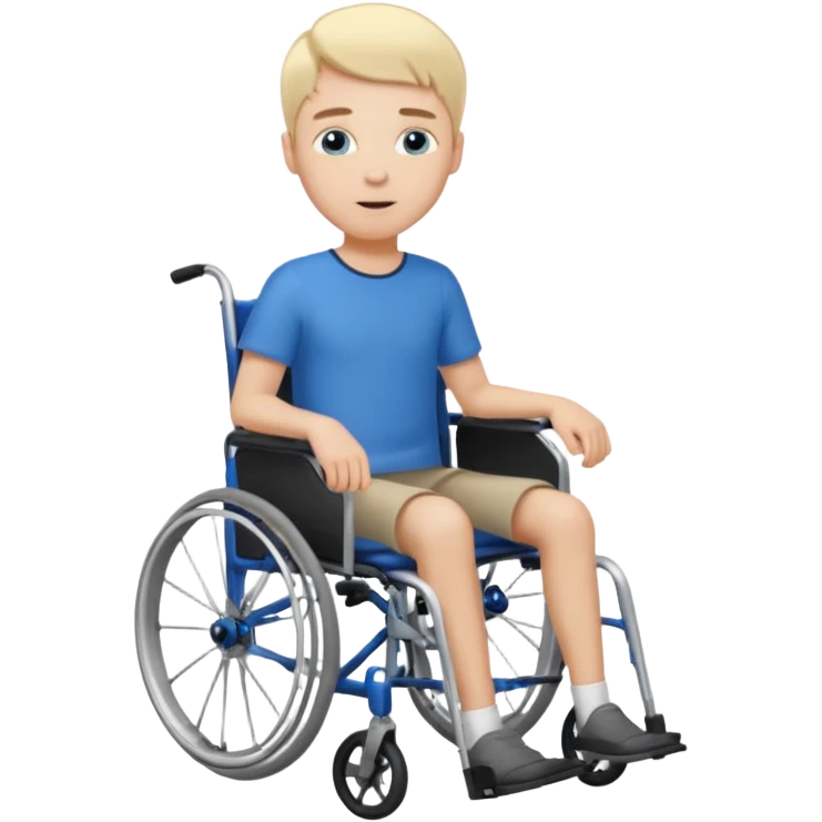 Slim White man in wheelchair with short blond hair and blue eyes emoji
