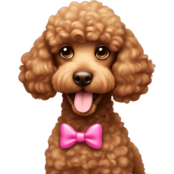 Brown poodle with pink bow emoji