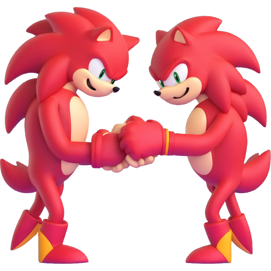 Sonic the Hedgehog and Knuckles the Echidna fist bumping emoji