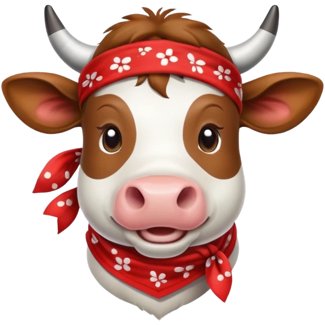 Joyful Cow wearing a bandana emoji