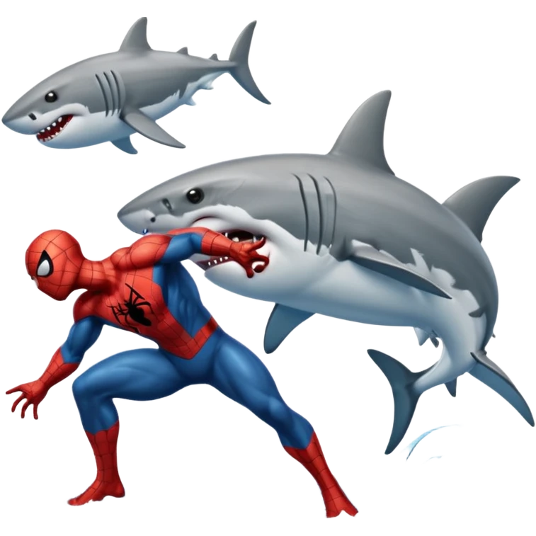 Spider-Man catching a great white shark emoji