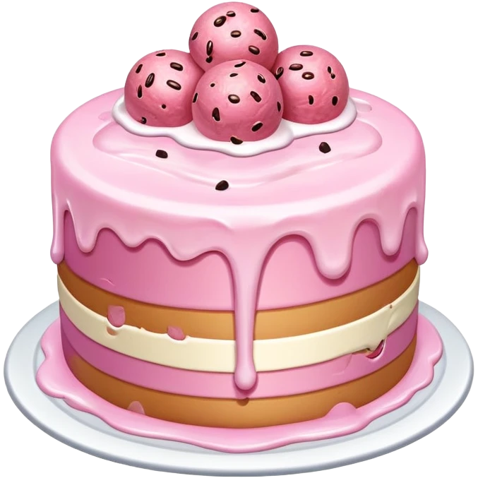 Melting pink SPAM MEAT Ice cream cake emoji