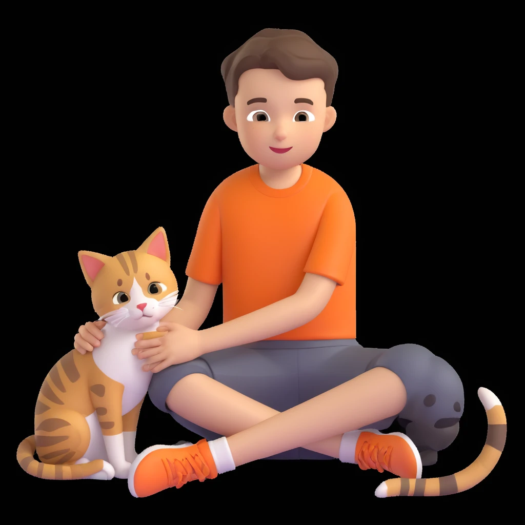 boy and cat pet emoji