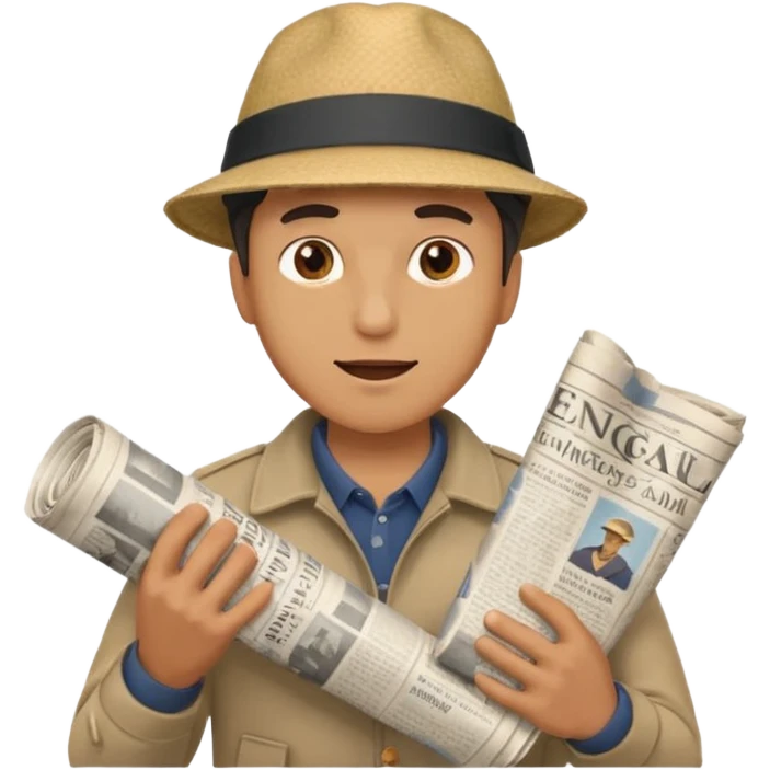 man energetically throwing a rolled-up newspaper to his right emoji