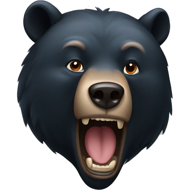 The fierce expression of a black bear emoji