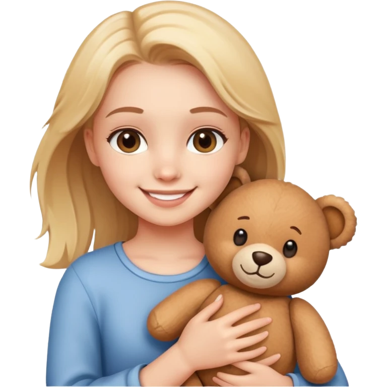 smiling girl with teddy bear emoji