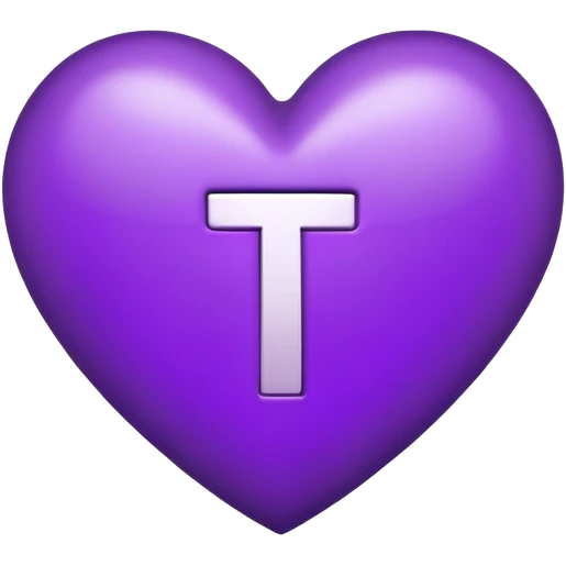The white Letter “t” inside a Purple Heart emoji