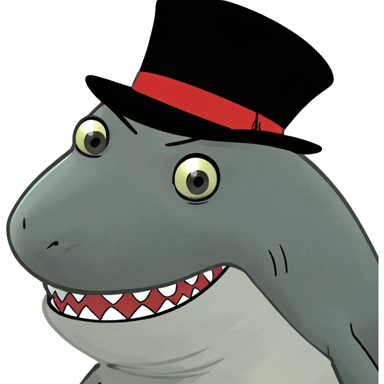 Shark with a top hat emoji