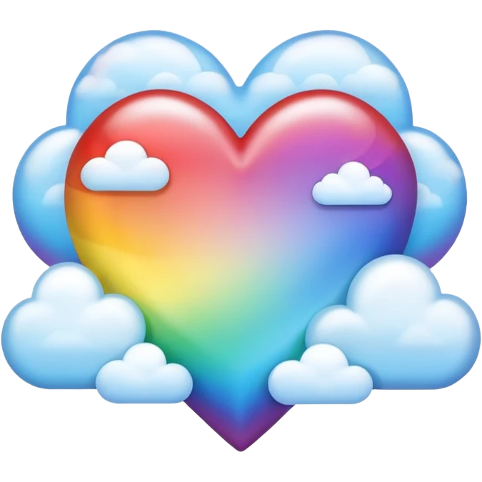heart with rainbow gradient and clouds emoji
