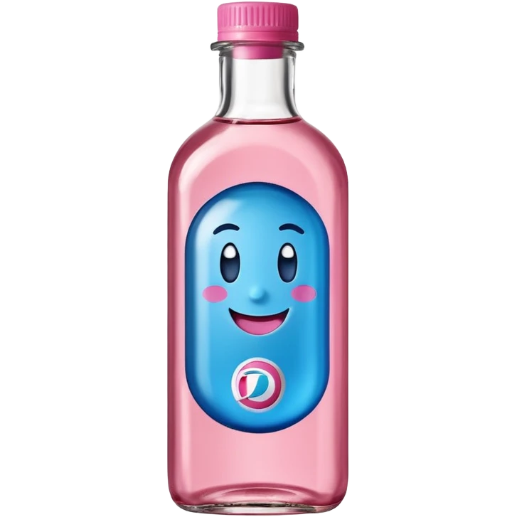 Smiling bottle of oil blue top pink outside with logo that says Diddy oil emoji