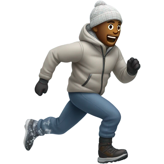 white man running in snow emoji