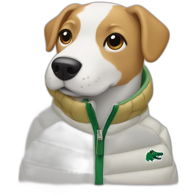 Dog with Lacoste puffer jacket emoji