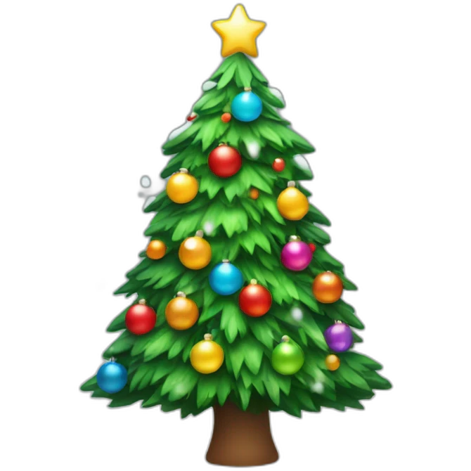Christmas tree with colorful garland and some snow on the top emoji