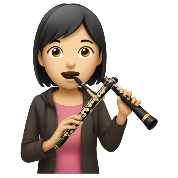 Asian girl playing recorder emoji