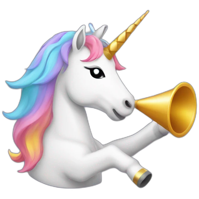Unicorn blowing party horn emoji