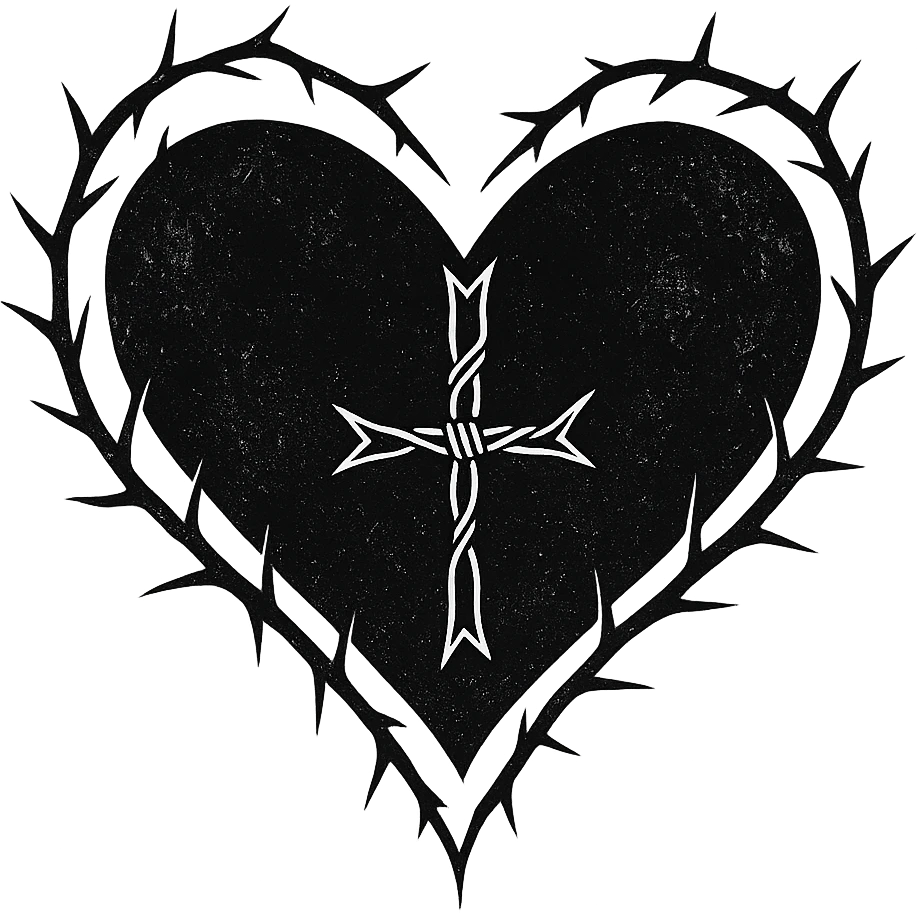 goth black white heart  , remove background  emoji