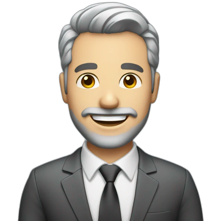 Smiling real estate agent with a gray 3 day beard and short hair emoji
