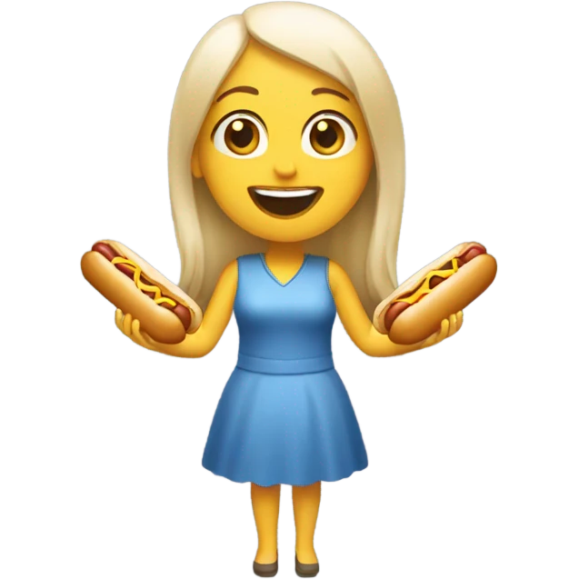 White women eating hotdog emoji