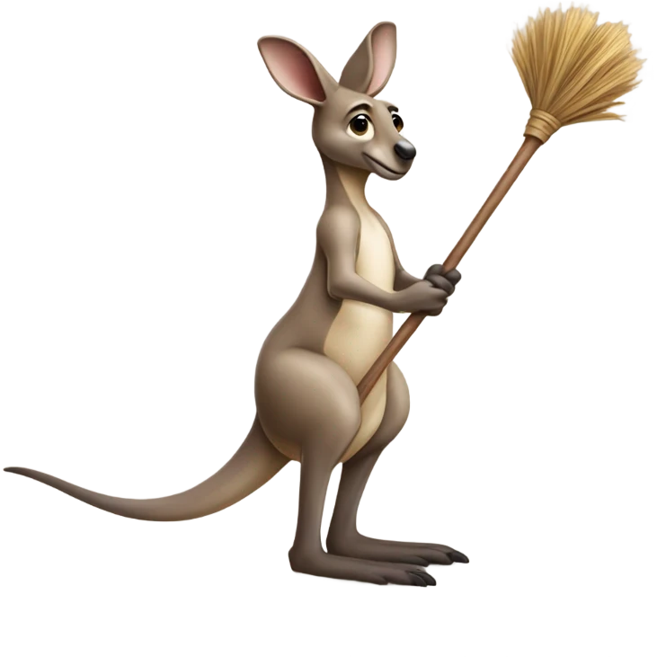 kangaroo riding a broom emoji