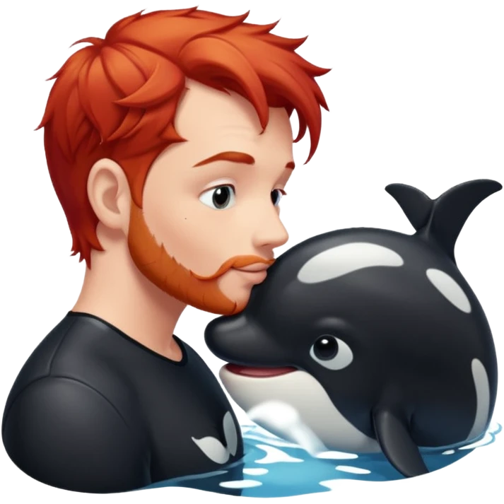 Red head male kissing orca emoji