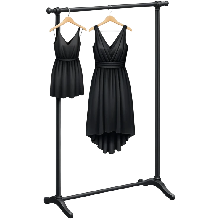 clothing rack with a single elegant black dress hanging emoji