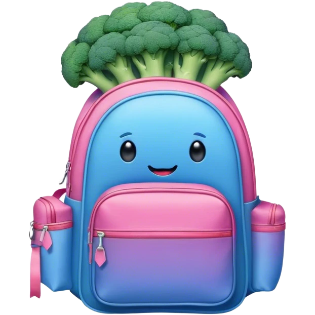 A Big blue backpack filled with pink ombre broccoli  emoji