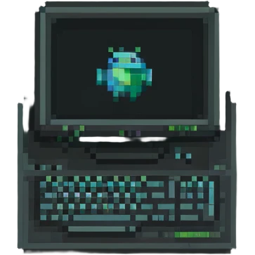 Computer with code on screen, programming logo emoji