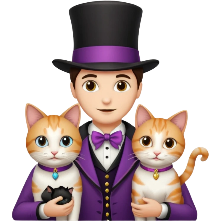 magician couple and their pet cat emoji