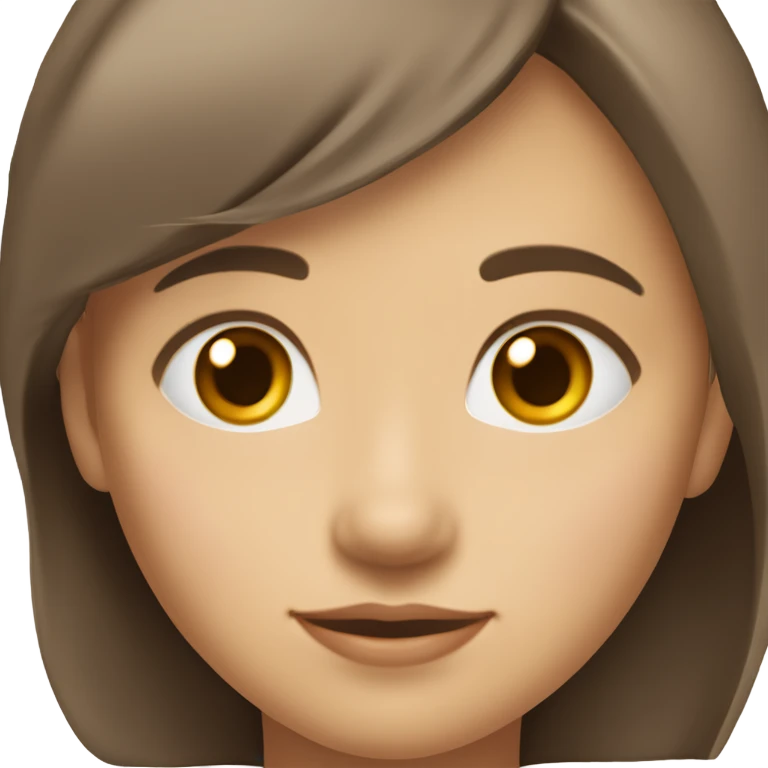 Girl 11 years old with short brown hair almost to the shoulders and with a cascade, brown eyes, a small nose and medium lips with long eyelashes, a slightly large forehead without bangs with softly shaped eyebrows. fair skin emoji