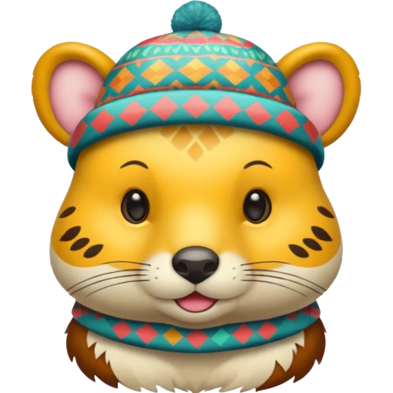 animal wearing patterned hat  emoji