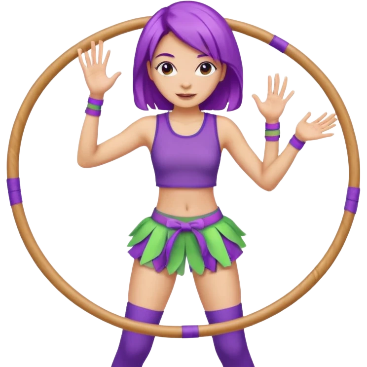 purple haired light skinned woman hula hooping emoji