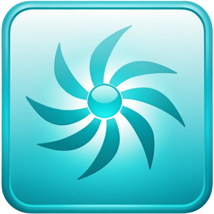 a Tiny compressed Stylized light-turquoise wind wind symbol inside a gradient white square icon, light turquoise borders emoji