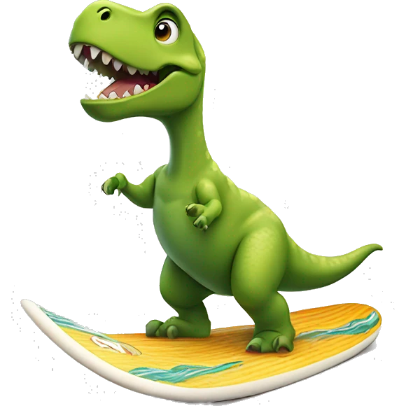 dinosaur on a surfboard emoji