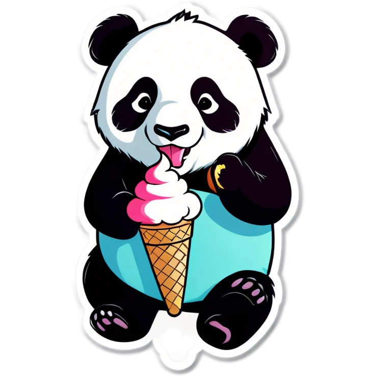 Panda eating ice cream emoji