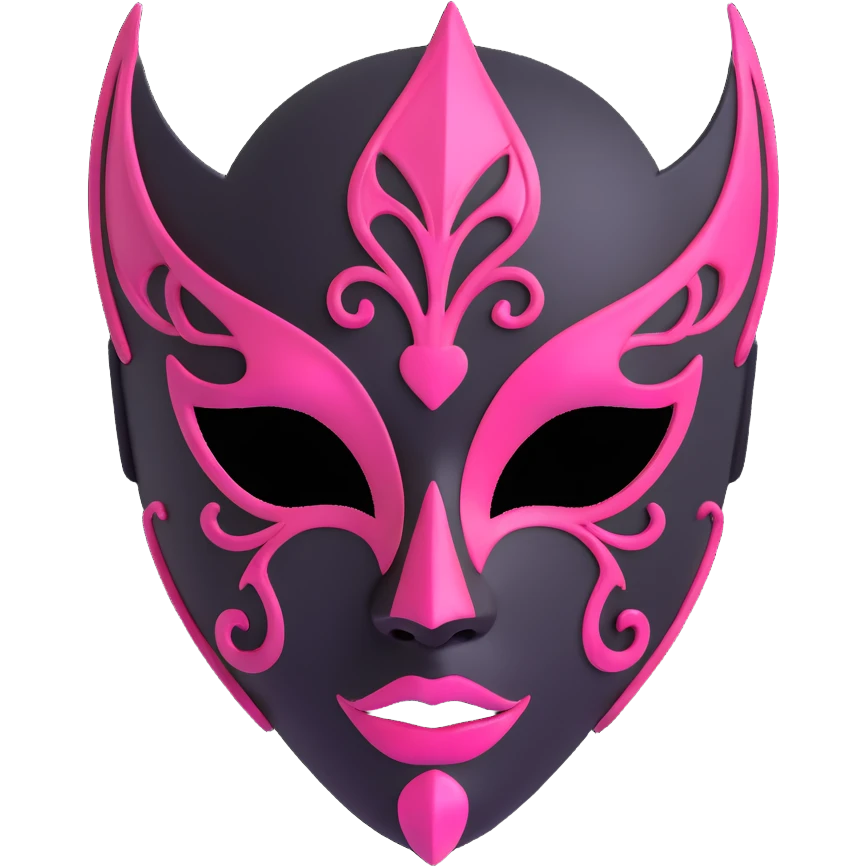 minimal 3D gothic mask with pink accent, simple and mysterious emoji