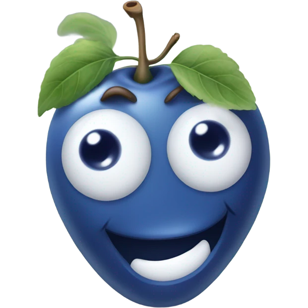 Blueberry with a happy face emoji