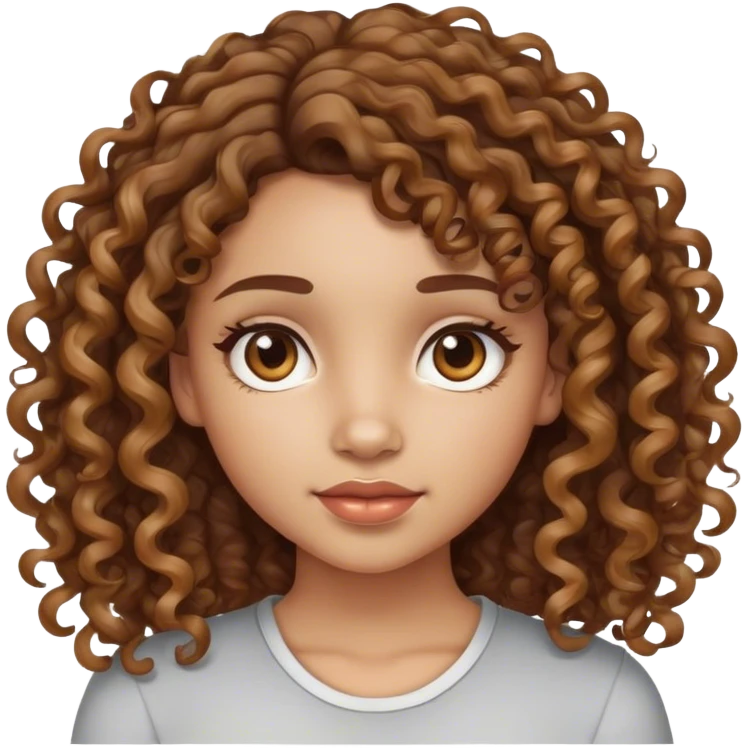 Light skin girl with curly brown hair with highlights emoji