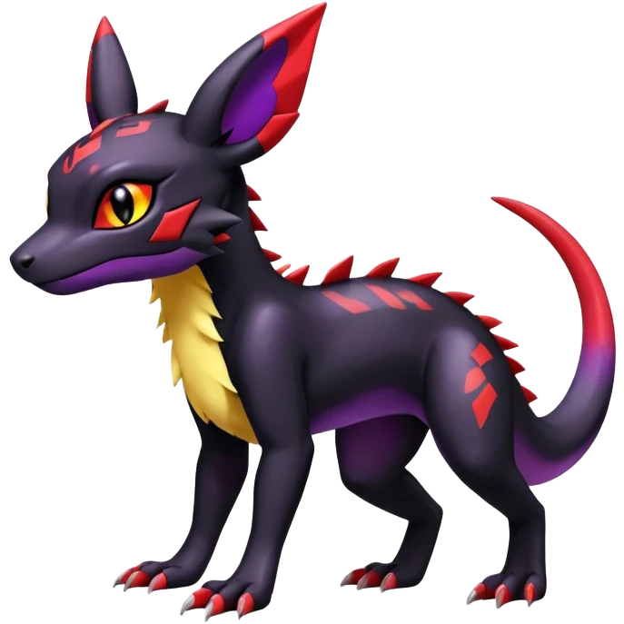 Cute Shiny Guilmon-Salandit-Umbreon-Fakémon-hybrid-creature (full body)  emoji