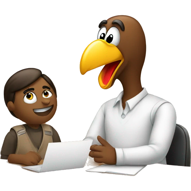 turkey talking to a student about DEI emoji