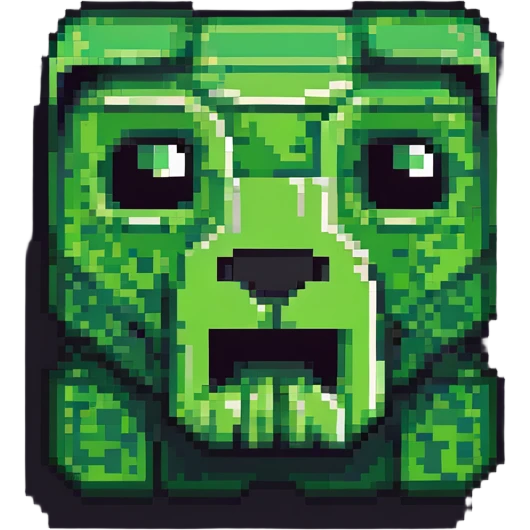 blocky minimal square pixel art Minecraft creeper face, very simple shapes emoji