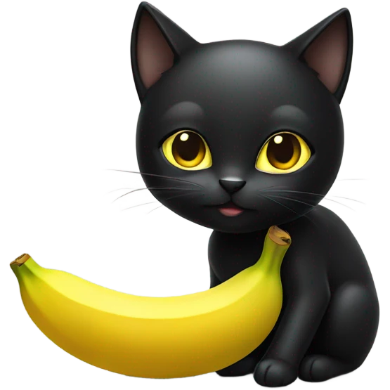 Black cat holding a banana emoji