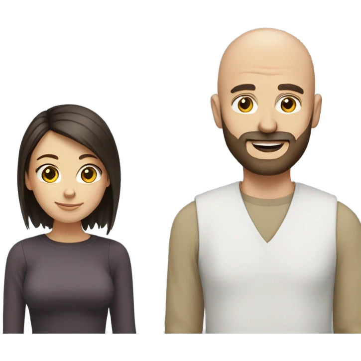 Bald man with beard and brunette girl  emoji