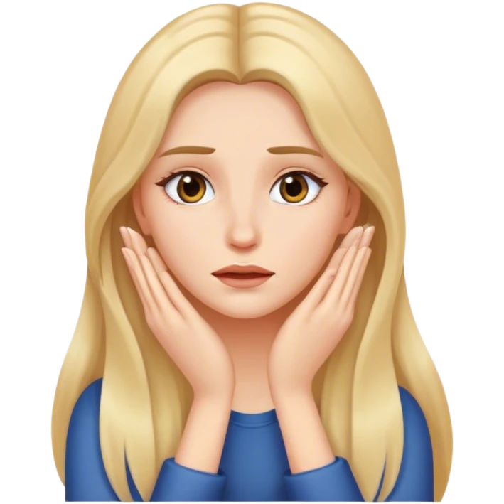 face palm woman with long hair said, hands on the face eyes emoji